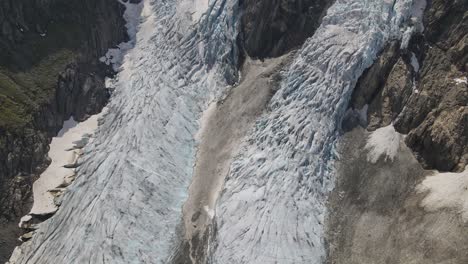 Flying-over-two-blue-glacier-arms-in-Folgefonna-National-Park-in-Norway