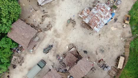 Old-village-movie-set-simulating-south-east-Asia,-In-Hong-Kong,-Aerial-view