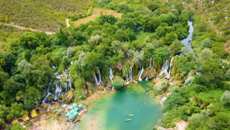 Drone-View-Of-Amazing-Kravice-Falls---National-Reserve-In-Studenci,-Ljubuski,-Bosnia-and-Herzegovina