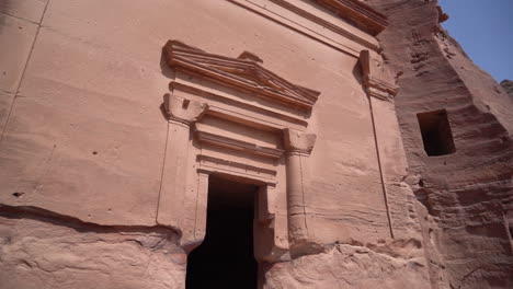 Ancient-Buildings-Carved-in-Sandstone,-Little-Petra-Archaeological-Site,-Jordan