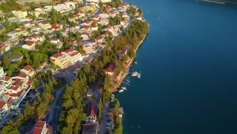 Aerial-View-Of-Seaside-Residences-At-The-Coast-Of-Adriatic-Sea-In-Neum,-Bosnia-and-Herzegovina