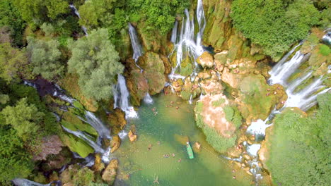 Aerial-View-Of-Kravica-Waterfall-with-Lush-Green-Vegetation-In-Bosnia-and-Herzegovina