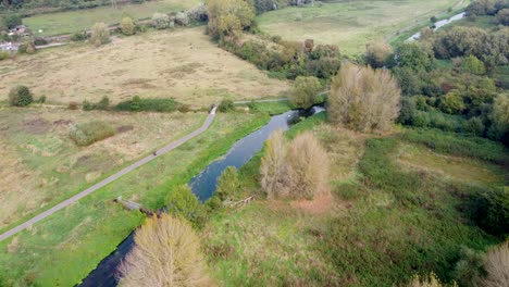 Aerial-Over-River-Stour-Running-Through-Hambrook-Marshes