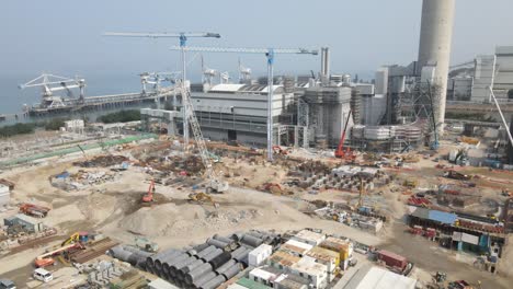 Cranes-And-Equipment-Working-At-Development-Site-Of-Power-Station