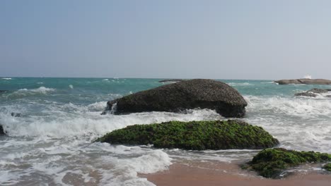 Ocean-Wave-crushing-coast-,-Awesome-power-of-waves-breaking-over-dangerous-rocks