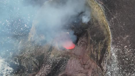 Amazing-Spinning-Aerial-shot-over-Lava-lake-of-Masaya,-the-“Mouth-of-Hell”,-Nicaragua