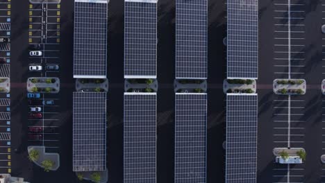 Solar-Panels-Over-Parking-Lot-Spaces---Aerial-Top-Down-Descending-View
