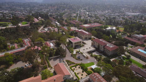 Flyover-gorgeous-Occidental-college-campus-and-towards-the-Eagle-Rock-neighborhood-beyond
