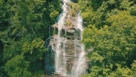 Gorgeous-drone-footage-of-Amicalola-Falls,-the-largest-waterfall-in-all-of-Georgia