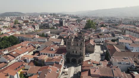 Cathedral-of-Braga-:-Aerial-orbiting-around-the-historical-ecclesiastical-monument