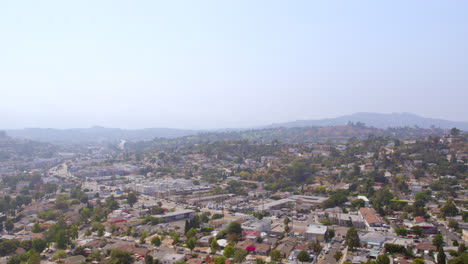 Panoramic-aerial-view-of-Eagle-Rock-in-Los-Angeles,-California-on-a-beautiful-summer-day