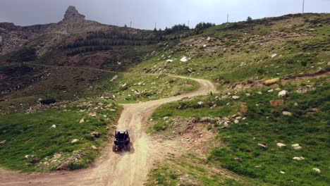 Traveling-Quad-Vehicle-On-Dirt-Road-In-The-Mountains-Near-Bakhaoun-Town-In-Lebanon