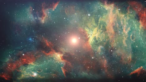 Nubes-De-Nebulosa-Verde-Del-Universo-4k-Moviéndose-En-El-Espacio