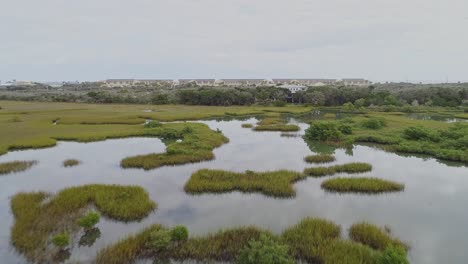 Drone-shot-of-a-house-in-a-swamp-by-Matanzas-river-in-Florida