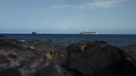 Amazing-View-Of-Yacht-At-Horizon-In-Spain-Tenerife-At-Open-Sea-Ocean-Seaside-Seashore-Coastline-Coast
