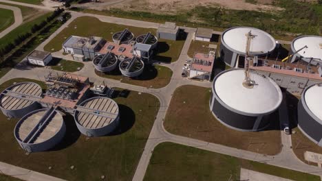 Aerial-view-from-above-of-water-purification-plant,-Buenos-Aires