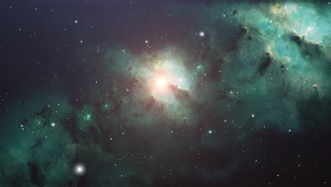 Universo-4k,-Nubes-Nebulosas-Verdes-Y-Luz-Que-Brilla-Intensamente-En-El-Espacio