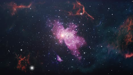 Universo-4k,-Volando-A-Través-De-Nubes-Nebulosas-En-Forma-De-Flor-En-El-Espacio