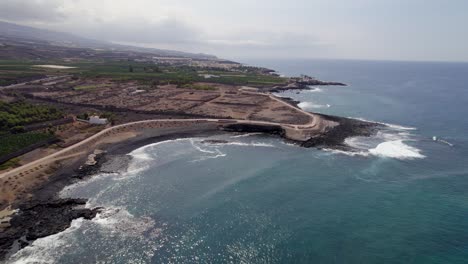 Aerial-View-of-Scenic-Coastline-of-Tenerife,-Canary-Islands,-Spain