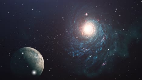 Universo,-Galaxia-Azul-Y-Un-Planeta-Giratorio-Que-Se-Mueve-En-El-Espacio