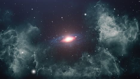 4k-Universum,-Galaxien-Und-Graue-Nebelwolken,-Die-Sich-Im-Weltraum-Bewegen