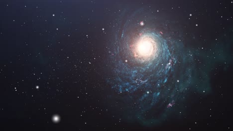 Universum,-Rotierende-Blaue-Galaxie,-Die-Sich-Im-Weltraum-Bewegt
