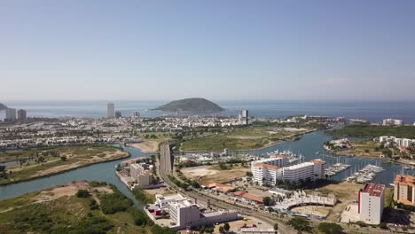 Aerial-view-of-the-city-infrastructure-in-Mazatlan-Latin-America,-Mexico