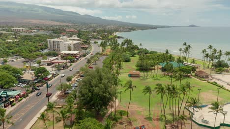 Aerial-view-over-Kalama-park-in-Kihei-Maui