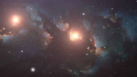 Universo-4k,-Dos-Estrellas-Brillantes-Y-Nubes-Nebulosas-En-El-Espacio