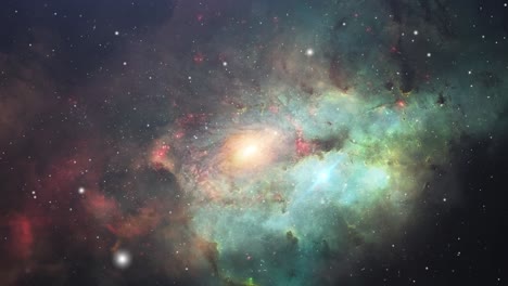 4k-Universum,-Rotierende-Galaxie-Mit-Nebelwolken-Im-Vordergrund-Im-Weltraum