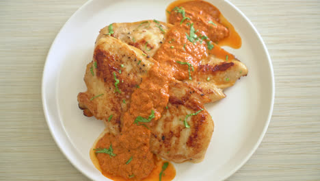 grilled-chicken-steak-with-red-curry-sauce---muslim-food-style