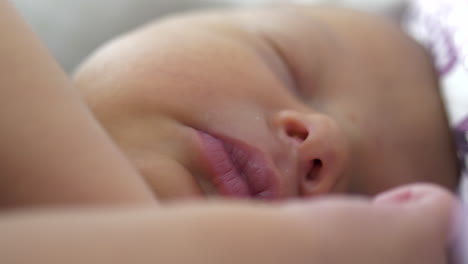 Hermoso-Bebé-Recién-Nacido-Durmiendo-Dulcemente,-Vista-Macro-Cercana