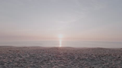 Sunrise-at-Knäbäckshusen-Beach,-Symmetric-Static-Wide-Shot
