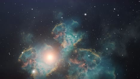 4k-Universum,-Sich-Bewegende-Nebelwolken-Und-Licht,-Das-Hell-Im-Weltraum-Scheint
