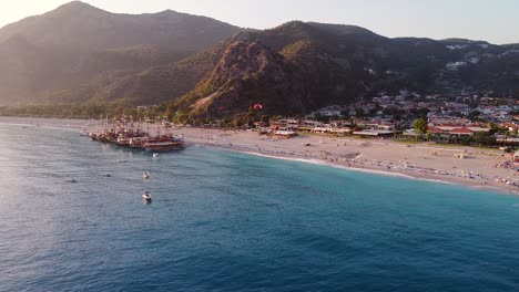Cinematic-drone-shot-in-sunny-beach-during-summer-in-Turkey