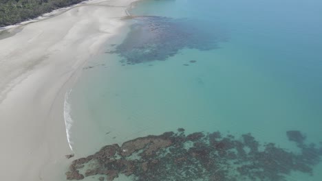 Arrecife-De-Coral-Visible-En-Aguas-Claras-De-Myall-Beach-En-Cape-Tribulation,-Australia