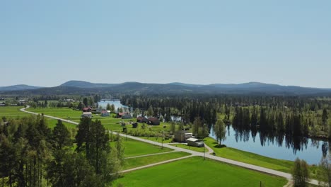 Locality-Of-Äppelbo-At-The-Riverside-Of-Västerdaläven-In-Vansbro-Municipality,-Dalarna-County,-Sweden