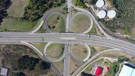 Aerial-Topdown-view-of-the-highway-intersection