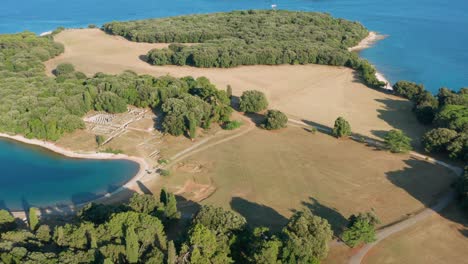 Drone-shot-of-the-beautiful-and-historic-islands-of-Brijuni-in-the-Adriatic-Sea