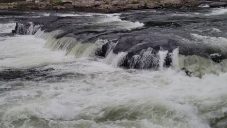 Kraft-Des-Wassers,-Das-Durch-Felsen-Eines-Flusses-Fließt