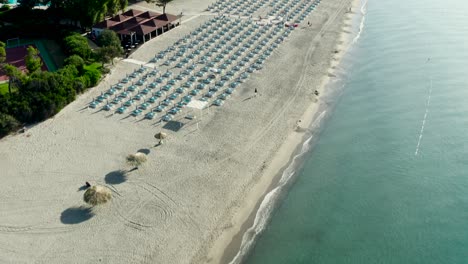 Aerial-view-of-beautiful-sea-and-beach-at-sunny-day,-Simeri-Mare,-Calabria,-Southern-Italy