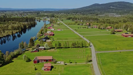 Västerdal-River-And-Small-Village-Of-Appelbo-In-Vansbro,-Dalarna,-Sweden