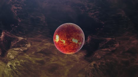 Planeta-Rojo-De-4k-Con-Fondo-De-Nebulosa-Roja-En-El-Universo