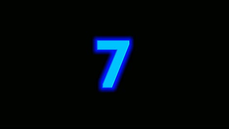 Animación-De-Neón-Azul-Energía-Número-Siete-7-Sobre-Fondo-Negro