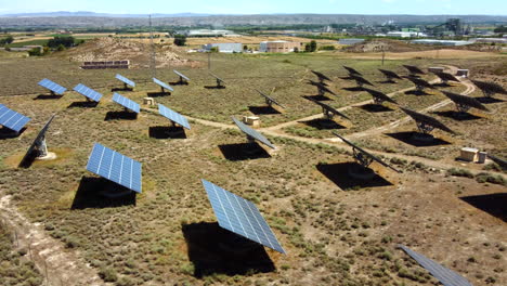 Aerial-view-of-Solar-Panels-Farm-in-a-Desert-place