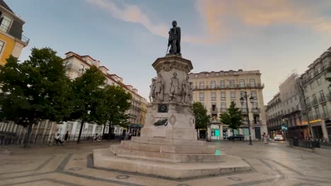 View-of-Luis-de-Camoes-Square-at-downtown-Lisbon,-Portugal-Europe
