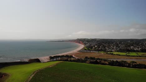 Aerial-Over-Scenic-Landscape-With-Budleigh-Salterton-In-the-Background