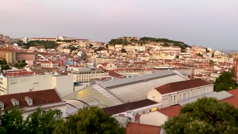 Lisboa,-Vistas-Desde-El-Castillo-De-San-Jorge,-Castillo-De-Sao-Jorge,-Portugal-Europa