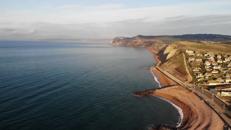 Morning-View-Of-Calm-English-Channel-Waters-With-West-Bay-Beach-In-Dorset