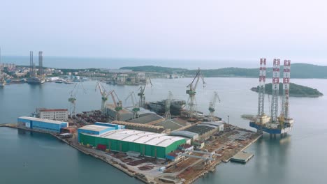 Aerial-View-Of-Shipbuilding-Company-Of-Uljanik-In-Pula,-Croatia